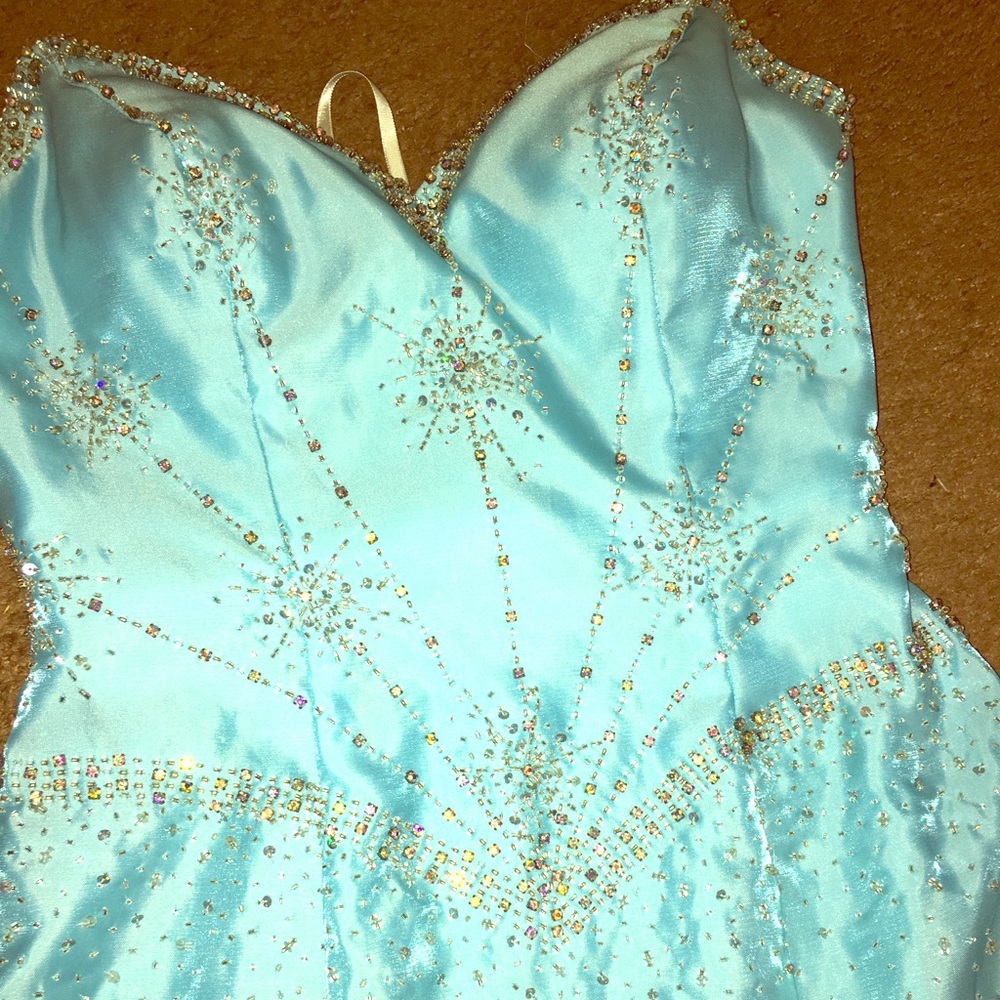 Teal/light blue prom dress